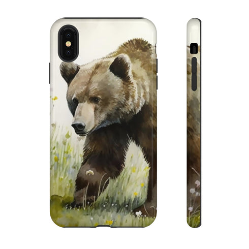 Grizzly Bear in a Field - Impact Resistant Phone Case iPhone XS MAX Glossy